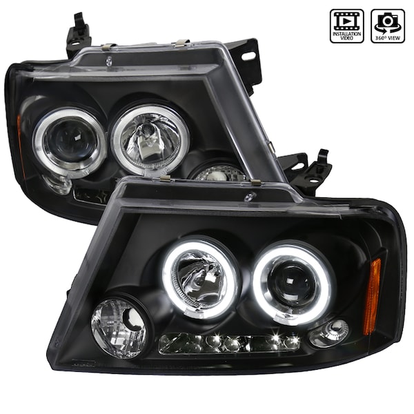 Spec-D Tuning 04-08 Ford F150 Halo LED Projector Black 2LHP-F15004JM-TM - main